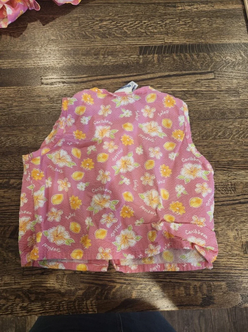 Vintage 90's Oshgosh B'gosh Girls Pink Floral Tropical Skort Top Set Like New 6X